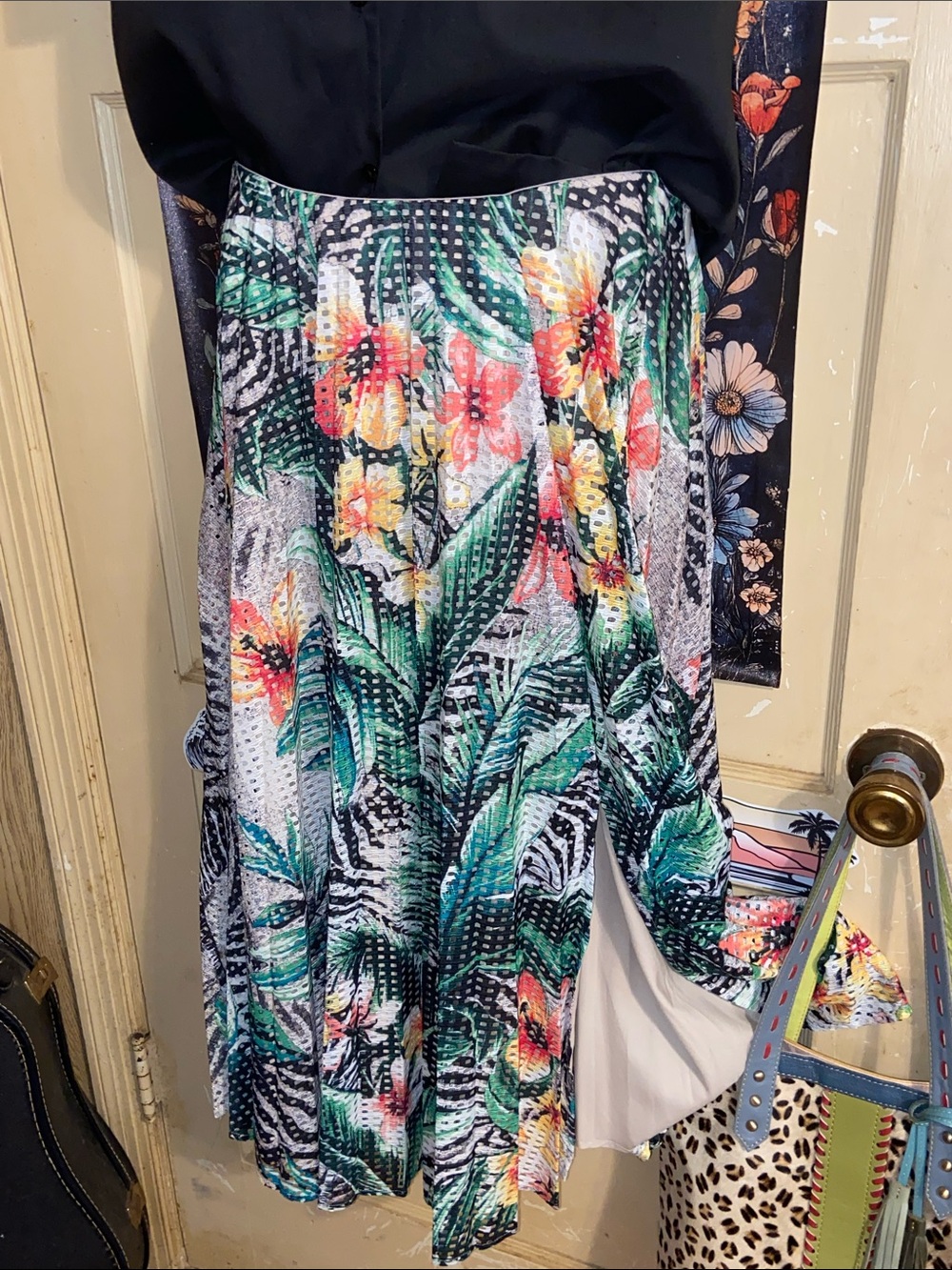 JUNGLE ZEBRA TROPICAL SKIRT Perfect Summer Wardrobe Addition!! 7TH AVENUE